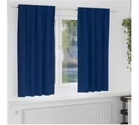 Vidaxl Rideaux Avec Des Rideaux 2 Pcs Bleu Foncé Polyester