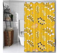 Rideau Douche 100x180cm Polyester Lavable en Machine Imperméable Tissu Rideaux de Douche avec 12 Crochets en C, Ourlet Lesté, pour Salle de Bain Domicile Baignoire Cabine, Hôtel (Jaune Usine) D#707
