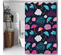 Rideau Douche 120x150cm Polyester Lavable en Machine Imperméable Tissu Rideaux de Douche avec 12 Crochets en C, Ourlet Lesté, pour Salle de Bain Domicile Cabine, Hôtel (Abstrait Parapluie) D#667