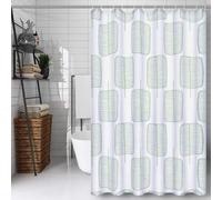 Rideau Douche 140x180cm Polyester Lavable en Machine Imperméable Tissu Rideaux de Douche avec 12 Crochets en C, Ourlet Lesté, pour Salle de Bain Domicile Cabine, Hôtel (Beige Géométrie) D#715
