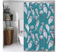 Rideau Douche 140x200cm Polyester Lavable en Machine Imperméable Tissu Rideaux de Douche avec 12 Crochets en C, Ourlet Lesté, pour Salle de Bain Domicile Cabine, Hôtel (Turquoise Méduse) D#687