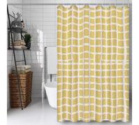 Rideau Douche 150x200cm Polyester Lavable en Machine Imperméable Tissu Rideaux de Douche avec 12 Crochets en C, Ourlet Lesté, pour Salle de Bain Domicile Baignoire Cabine, Hôtel (Jaune Treillis) D#895