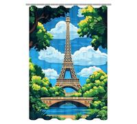 Rideau Douche 180x180 cm, Rideau de Douche Paris, Imperméable Polyester Shower Curtain Paysage, Rideaux de Baignoire avec Crochets, Rideaux Baignoire Lavable Machine pour Salle de Bain, Cadeau -2150