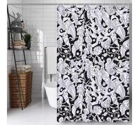 Rideau Douche 180x200cm Polyester Lavable en Machine Imperméable Tissu Rideaux de Douche avec 12 Crochets en C, Ourlet Lesté, pour Salle de Bain Domicile Cabine, Hôtel (Couleur Unie Abstrait) D#683