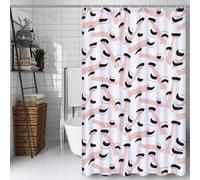 Rideau Douche 180x210cm Polyester Lavable en Machine Imperméable Tissu Rideaux de Douche avec 12 Crochets en C, Ourlet Lesté, pour Salle de Bain Domicile Cabine, Hôtel (Simple Géométrie) D#699