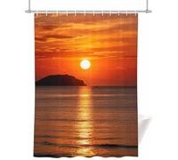 Rideau Douche 200x200 cm Vue sur Mer | Anti Moisissure & Imperméable, Impression Coucher du Soleil, Polyester, avec œillets, pour Baignoire et Salle de Bain