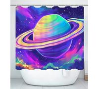 Rideau Douche Coloré L150 x l200cm Rideau de Douche Univers Shower Curtain-Impression Polyester Tissu-avec œillets et 12 Crochets-Tissu Lavable en Machine-Imperméable-pour Salle de Bain-Hôtel J#532
