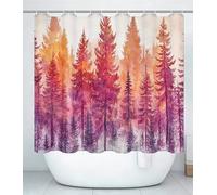 Rideau Douche L150 x l200cm Polyester Impression Lavable en Machine Rideaux de Douche avec œillets et 12 Crochets, Ourlet Lesté, Salle de Bain Domicile Baignoire Cabine Automne Couleur Caramel J#533