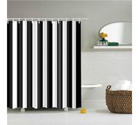 Rideau Douche Noir Blanc Rayure avec des Crochets Lavable Polyester Beau Imprimée Haute qualité Facile à Installer Nettoyer avec Ourlet Inférieur Lesté pour Domicile Cabine de Douche 180x180cm R-36