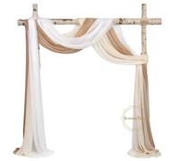 Rideau drapé en tissu mousseline de soie pour arc de mariage, 6 à 10 mètres, fournitures de fête, cérémonie, réception, décoration suspendue 1 panneau gris clair