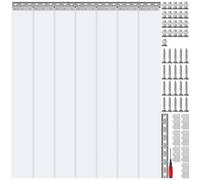 Rideau en bandes de PVC, 107 x 213 cm, transparent, 7 bandes, épaisseur 2 mm, recouvrement de 50 %