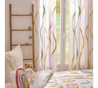 Rideau En Coton Motifs Brodés Ballerines - Tufy Blanc Multicolore 140x260