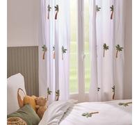 Rideau En Coton Motifs Brodés Ballerines - Tufy Vert 140x260