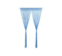 vidaXL Rideau Séparateur de Pièce Rideau de Fenêtre Store de Fenêtre Rideau de Porte Vitrine Maison Intérieur Macramé Bleu 140x240 cm Coton
