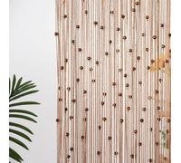 Rideau en macramé Unyqoos® en coton avec des perles en bois, 1 panneau de 90x200 cm, séparateur de pièce de style bohème pour porte, fenêtre et placard – Décoration d'intimité, couleur kaki