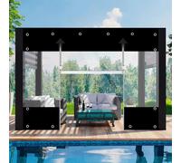 Rideau en PVC étanche - Bâche de protection pour véranda et pergola - Entrée avec fermeture éclair - Bâche robuste de 650 g/m² - Dimensions : 2,4 x 3 m - Couleur : noir