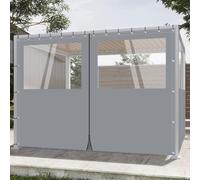 Rideau en PVC étanche - Clôture - Fermeture éclair double sens - Difficilement inflammable - Résistant au vent et au froid - 2,44 x 3,05 m - Gris