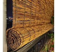 Rideau en Roseau de Carbonisation,Rideau de Paille Pare-Soleil de Balcon,Volets Roulants en Bambou,Respirant,Naturel,Tissés à Main,pour Intérieur Extérieur,Personnalisé (W120xH160cm(47x63in))