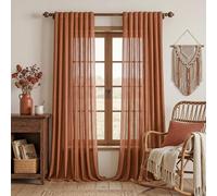 Rideau en terre cuite - Lin - Voilage - Automne - Vintage - Rideaux bohèmes - Salon - Moderne - Tissé - Translucide - Chambre