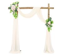 Rideau en Tulle 75 x 600 cm Mariage Arche Tenture, Tissu drapé en Mousseline de Soie Blanche, pour Décoration de Mariage beige1
