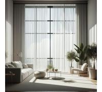 Rideau en voile blanc semi-transparent avec galon fronceur - Pour fenêtre de salon, chambre à coucher, chambre d'enfant, chambre d'hôtel, élégant et moderne - Différentes tailles (190 x 300 cm (H x l)
