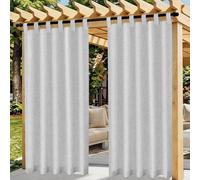 Rideau Exterieur en Lin, Lot de 2 Rideaux D'extérieur Impermeable, Rideau Pergola Extérieur avec Oeillets en Haut, Rideau Occultant Exterieur Pour Terrasse Balcon Tonnelle Porte(132 x 215cm, Gris)