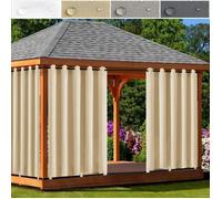 Rideau Extérieur Imperméable en 1 pièce 180x244cm Anti-Accroc Coupe-Vent Beige