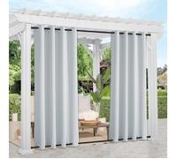 Rideau Exterieur Terrasse Imperméables - 132x243cm - Blanc grisé - Rideaux Pergola Occultants à Double œillet anti chaleur