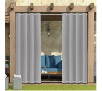 Rideau Exterieur Terrasse Imperméables - 132x243cm - Gris - Rideaux Pergola Occultants à Double œillet anti chaleur draperies