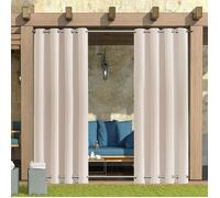 Rideau Exterieur Terrasse Imperméables - 132x274cm - Beige - Rideaux Pergola Occultants à Double œillet anti chaleur draperies