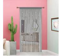 Rideau Fil Rideau De Porte en Perles Rideau Anti Mouches pour Porte Exterieur Gris 90L X 200H cm (1 Panneaux)