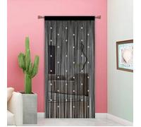 Rideau Fil Rideau De Porte En Perles Rideau Anti Mouches Pour Porte Exterieur Moustiquaire Rideaux Exterieur Cloison Noir,90X200Cm