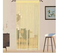 Rideau Fil Rideau De Porte en Perles Rideaux Mouche pour Porte Exterieur Moustiquaire Beige 90L X 200H cm (1 Panneaux)