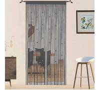 Rideau Fil Rideau De Porte en Perles Rideaux Mouche pour Porte Exterieur Moustiquaire Rideau Anti Gris 90L X 245H cm (1 Panneaux)