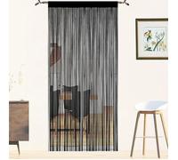 Rideau Fil Rideau Porte Fenetre Rideau Anti Mouches pour Porte Exterieur Moustiquaire Rideaux Rideau Noir 90L X 245H cm (1 Panneaux)