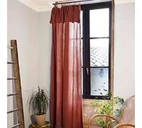 Rideau gaze de coton ajustable 140x300 cm terracotta | Type de transparence : Tamisant pour filtrer la pièce, Type d'attaches : Pince, Motif : Uni