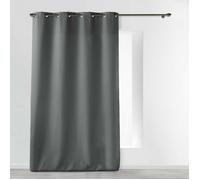 Rideau grande hauteur à œillets 140 x 280 cm - Polyester uni Essentiel Anthracite