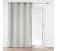 Rideau grande hauteur SOLINE 140 x 280 cm - Voilage polyester uni gris à œillets