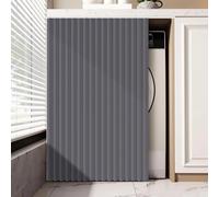 Rideau gris avec rails et rideau ouvert pour armoires, cuisines et cloisons de séparation, 160 cm de large x 50 cm de haut, solution d'ameublement élégante