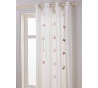 Rideau guirlande à œillets tamisant étoiles rose 135X180