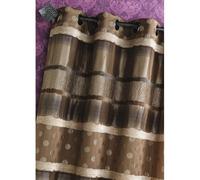 Rideau - HOME MAISON - Jacquard Pois et Rayures - Tamisant - 140 x 260cm - Taupe