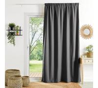 Rideau Ignifugé Non Feu FR Demi Natté - Gris Anthracite - 140x260 cm - Galon Fronceur - Prêt à Poser - Tissu Traité Non Feu