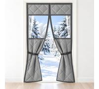 Rideau Isolant Thermique Porte Magnétique avec Fenêtre en PVC pour Hiver | Isolation Froid Tissu Oxford Fermeture Aimantée Automatique pour Salon Chambre Balcon, avec Sangles(Gray,220x230cm)