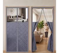 Rideau Isolant Thermique, Protection Coupe Vent, Rideau Porte Coulissante | Fixation sans perçage, fermeture automatique, Garde au chaud l'hiver pour salon(Gris,120x180cm)