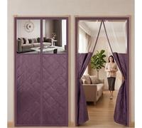 Rideau Isolant Thermique, Protection Coupe Vent, Rideau Porte Coulissante | Fixation sans perçage, fermeture automatique, Garde au chaud l'hiver pour salon(Brun,120x215cm)