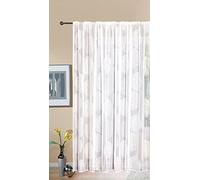 Rideau Jacquard Fabio 13143-245 x 300 cm - Ruban fronceur Universel - Blanc - Motif Cercles - Transparent - pour Salon