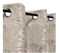 Rideau Jacquard Palme tropical à œillets 140x240cm, Beige, Dylrev