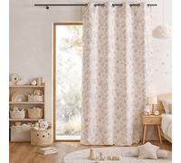 Rideau Jacquard Polycoton Motifs Végétaux Beige 140x260