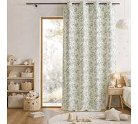 Rideau Jacquard Polycoton Motifs Végétaux Vert 140x260