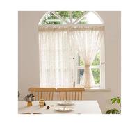 Rideau Lin Rideau en lin à boules arc-en-ciel en dentelle, 1 ou 2 pièces, adapté aux fenêtres du salon, de la chambre à coucher et de la cuisine(ROD POCKET_W132XH120CM 2PCS)